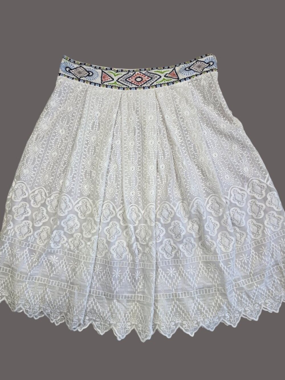 NWT Cupio Blush White Embroidered Lace Skirt Size 8